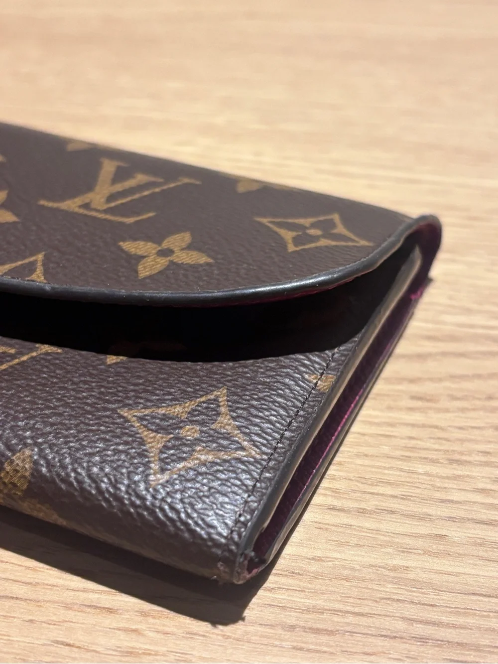 Louis Vuitton Emily Monogram Canvas Brown Flap Wallet Fuchsia